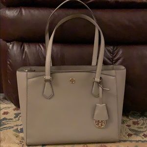 Tory Burch Small Robinson Tote Gray Heron